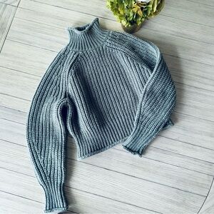 H&M cropped, turtle neck, thick cable knit sweater